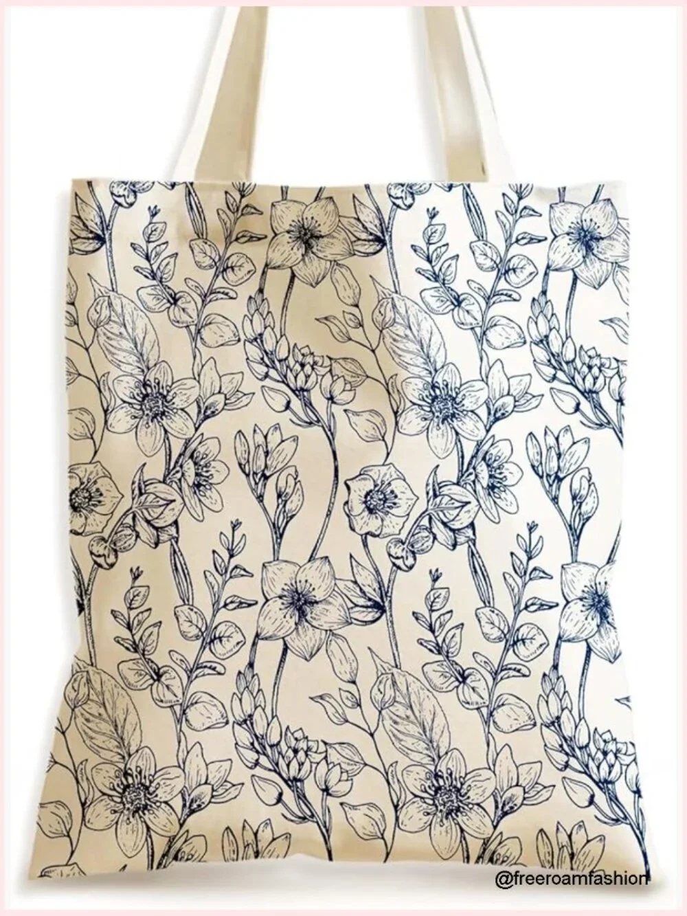 Large Canvas Tote Bag with Inner Zipper Pocket, Reusable Grocery Bag
